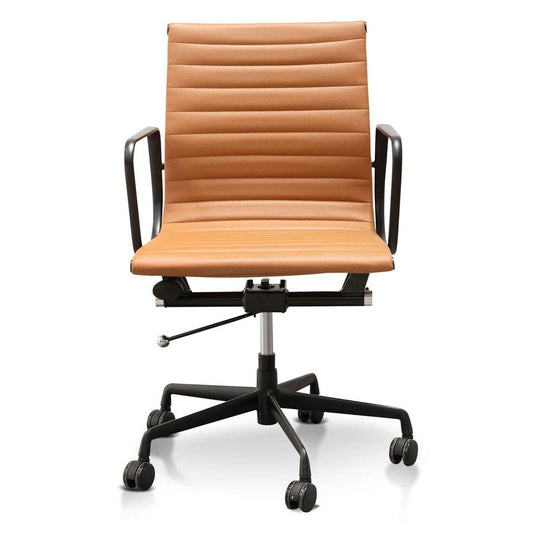 Achillea Low Office Chair - Saddle Tan in Black Frame - Notbrand