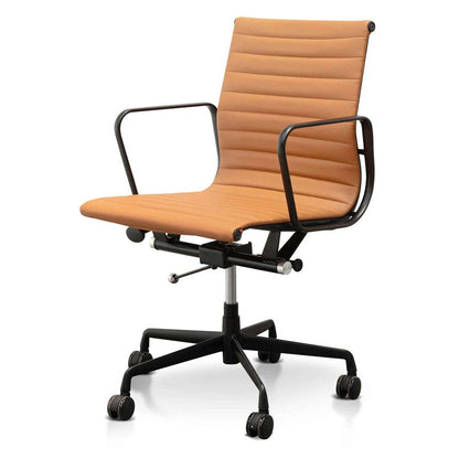 Achillea Low Office Chair - Saddle Tan in Black Frame - Notbrand