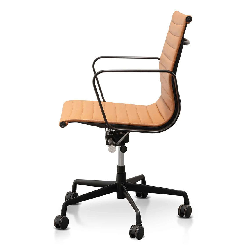 Achillea Low Office Chair - Saddle Tan in Black Frame - Notbrand