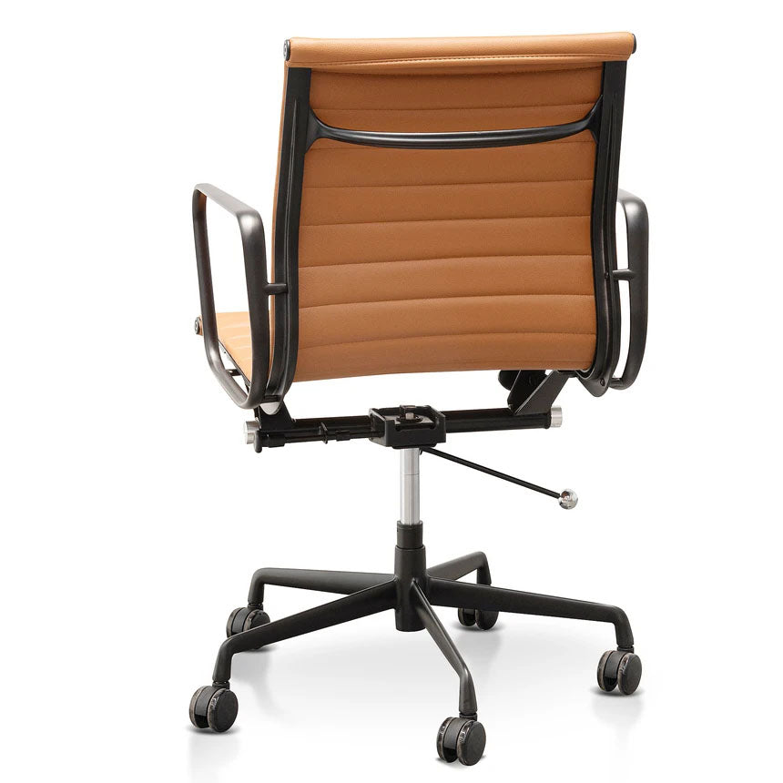 Achillea Low Office Chair - Saddle Tan in Black Frame - Notbrand