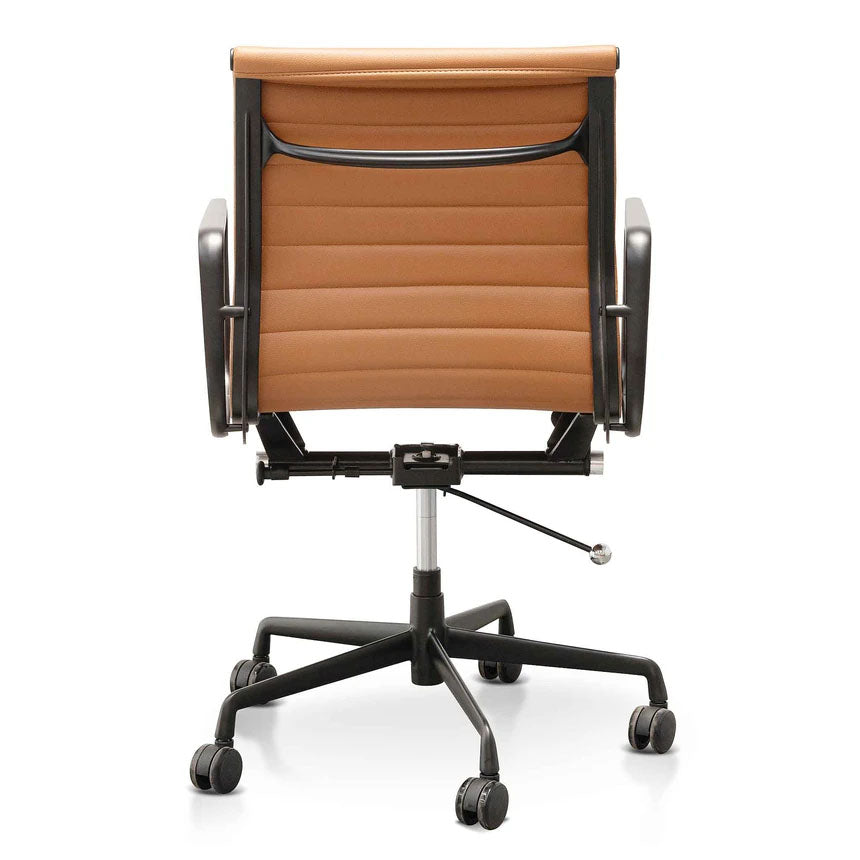 Achillea Low Office Chair - Saddle Tan in Black Frame - Notbrand