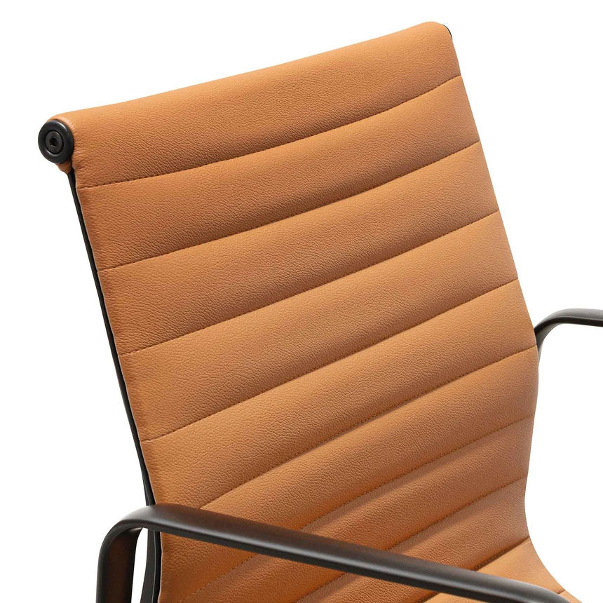 Achillea Low Office Chair - Saddle Tan in Black Frame - Notbrand