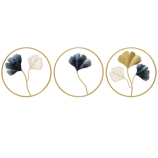 Metal Ginkgo Leaf Round Wall Decoration - Coloured - Notbrand