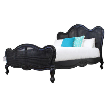 Parisian Rattan & Mindy Wood Bed In Black - Range  - House of Hyne