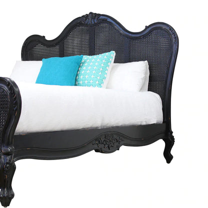 Parisian Rattan & Mindy Wood Bed In Black - Range  - House of Hyne