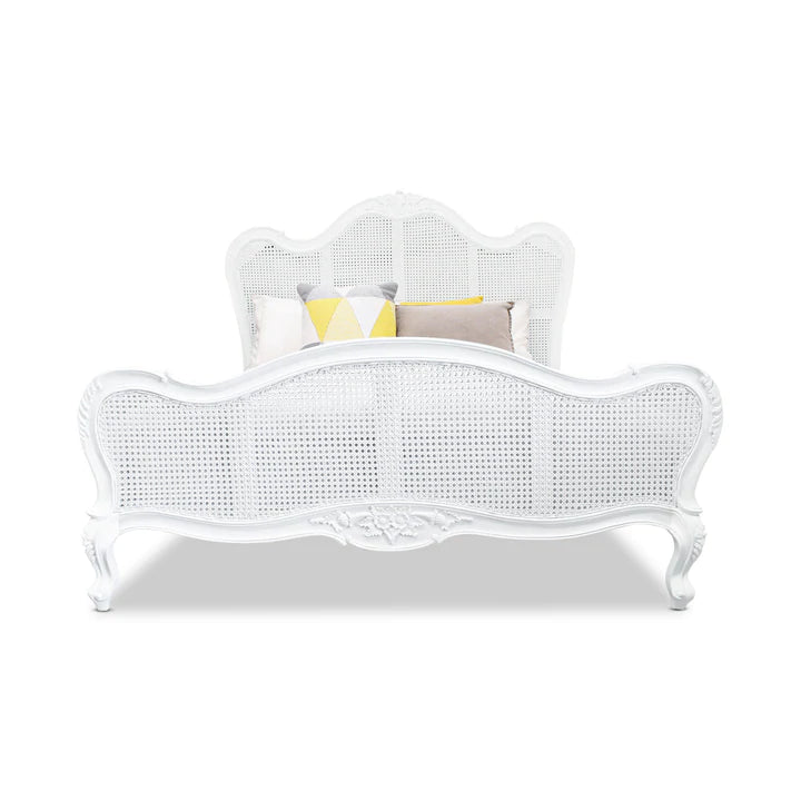 Parisian Rattan & Mindy Wood Bed In White - Range  - House of Hyne