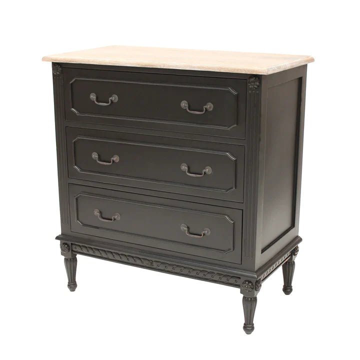 Marseille Mindy Wood 3 Drawer Chest - Black - Notbrand