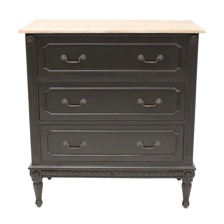 Marseille Mindy Wood 3 Drawer Chest - Black - Notbrand