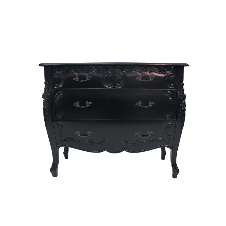 Rococo Mindy Wood Chest Of Drawers - Black  - House of Hyne