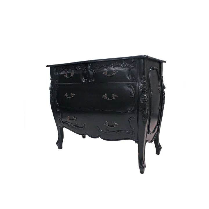 Rococo Mindy Wood Chest Of Drawers - Black  - House of Hyne