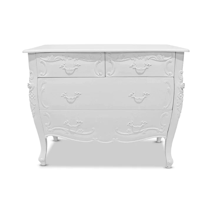 Rococo Mindy Wood Chest Of Drawers - White  - House of Hyne