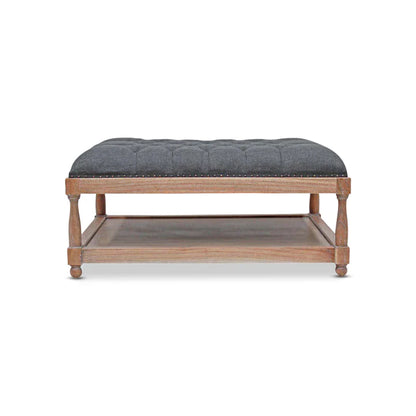 Upholstered Mindy Wood Ottoman - Raven Fabric  - House of Hyne