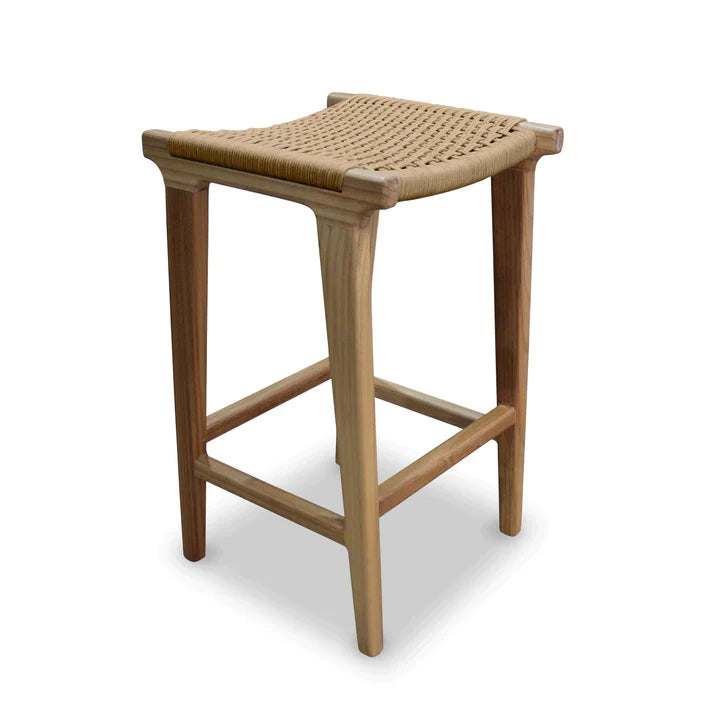 Denbe String Weave Timber Stool - Natural - Notbrand