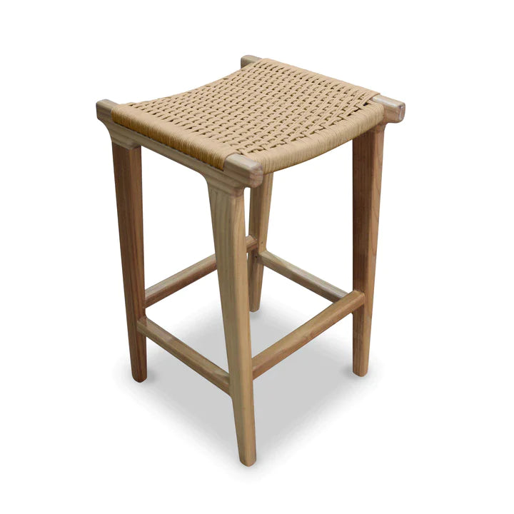 Denbe String Weave Timber Stool - Natural - Notbrand