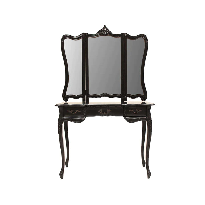 Paris Mindy Wood French Dressing Table In Black - Large  - House of Hyne