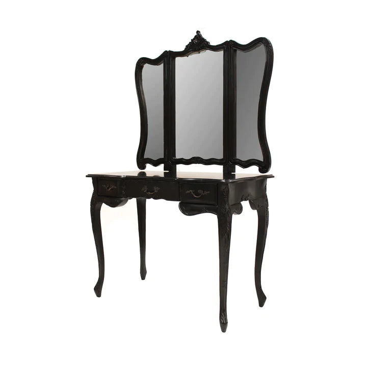 Paris Mindy Wood French Dressing Table In Black - Large  - House of Hyne