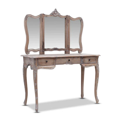 Paris Mindy Wood French Dressing Table In Weathered Oak - Large  - House of Hyne