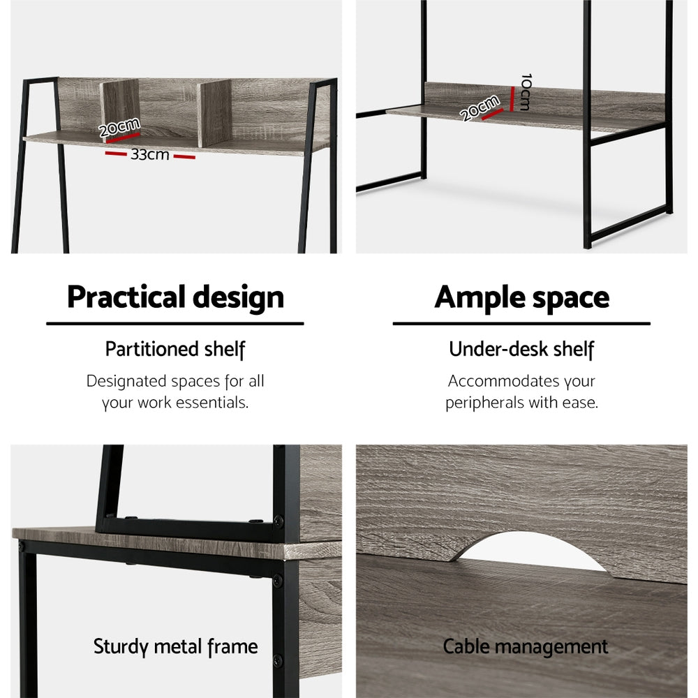 Artiss Workstation Bookshelf Storage Table - Grey - Notbrand