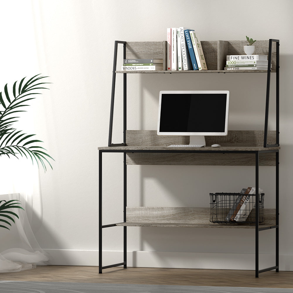 Artiss Workstation Bookshelf Storage Table - Grey - Notbrand