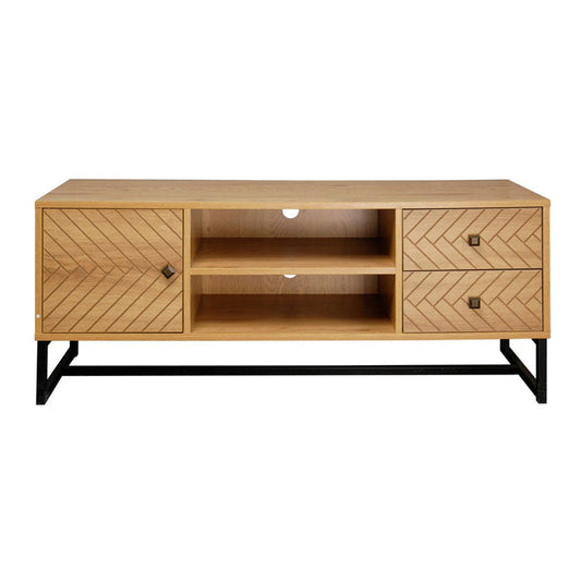 Milan Herringbone Pattern Entertainment Tv Unit - Notbrand