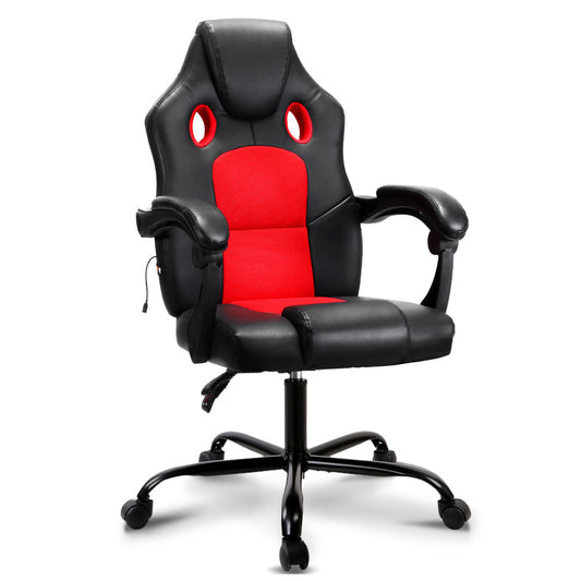 Artiss Massage Office Chair Gaming Computer Seat Recliner Racer Red - Notbrand