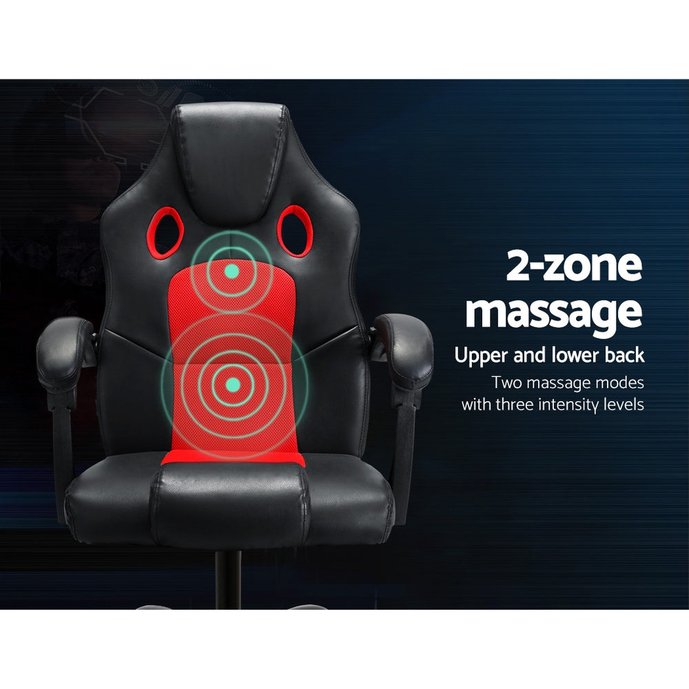 Artiss Massage Office Chair Gaming Computer Seat Recliner Racer Red - Notbrand