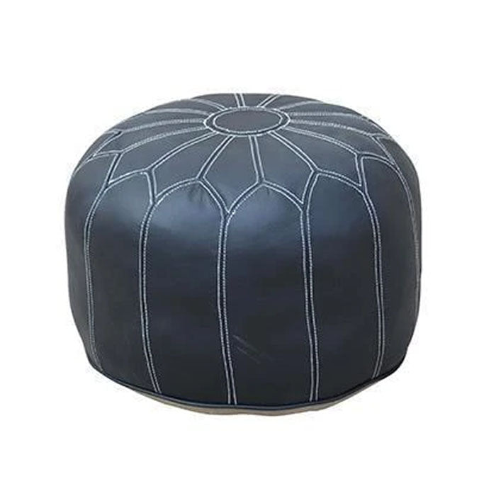 Moroccan Leather Ottoman Black - Notbrand