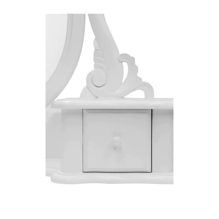 Paris Mindy Wood  Mirror Dressing Table With Stool - White - House of hyne