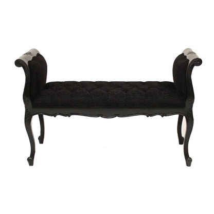 Chateau Linen Blend & Mindy Wood Bed-end Stool - Black - Notbrand