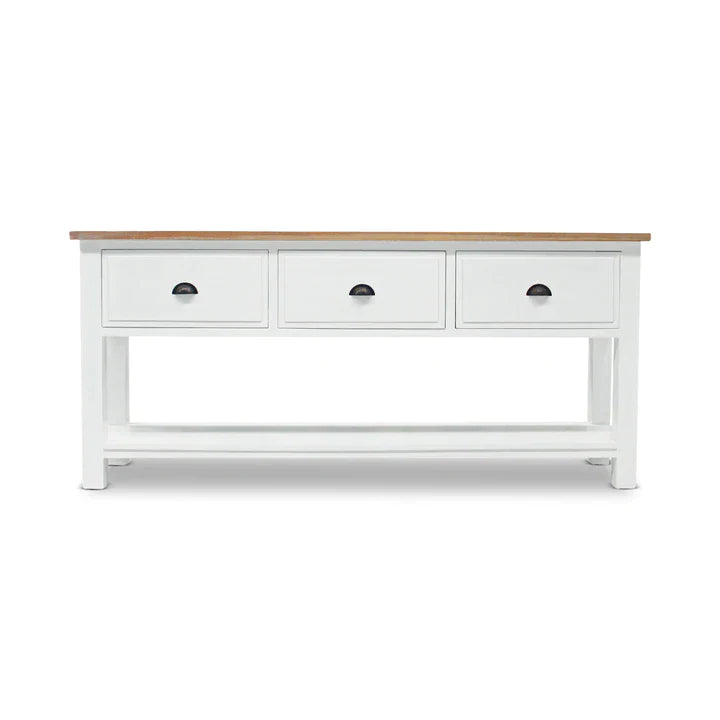 Chester 3 Drawer Mindy Wood Console - White - Notbrand