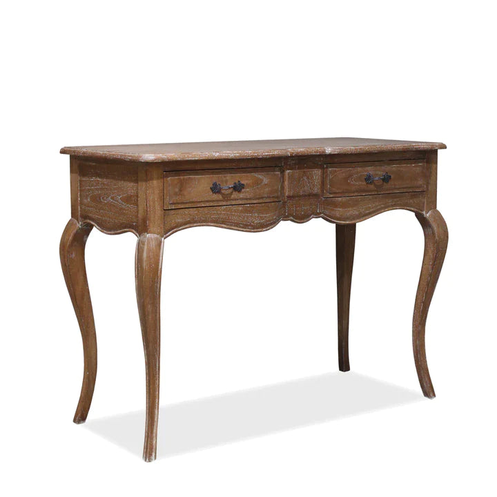 Provincial Mindy Wood Hall Table With 2 Drawers - Weathered Oak - Notbrand