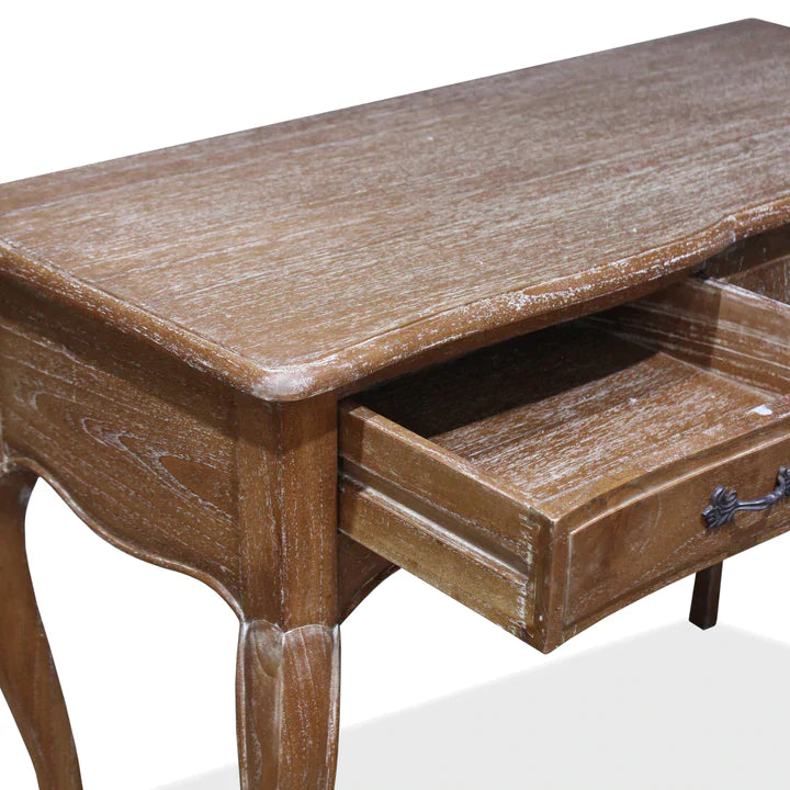 Provincial Mindy Wood Hall Table With 2 Drawers - Weathered Oak - Notbrand