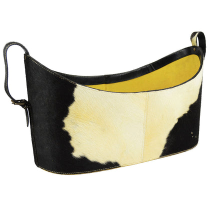 Boat Neck Scoop Fur Leather Magazine Basket - Notbrand