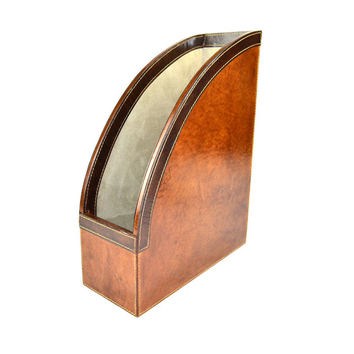 Tan Leather Tall Magazine Stand Holder - Notbrand