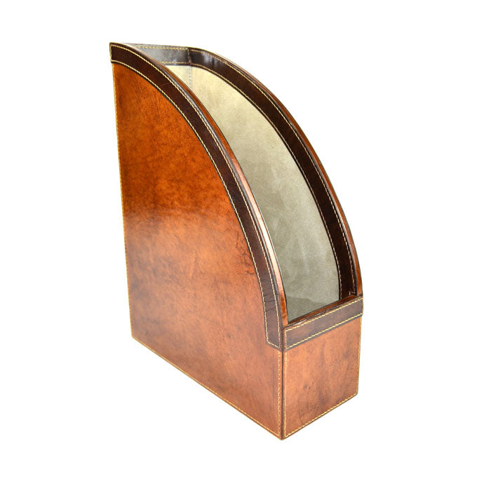 Tan Leather Tall Magazine Stand Holder - Notbrand