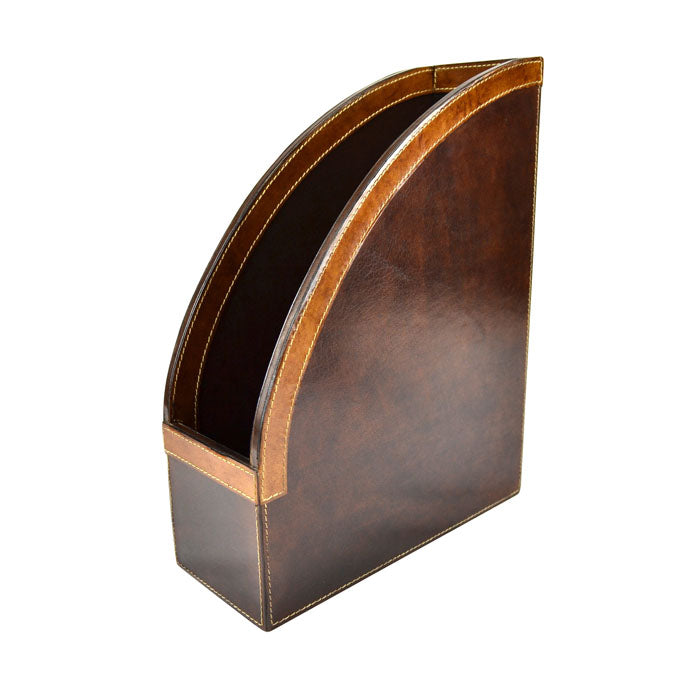 Dark Leather Magazine Stand Holder - Notbrand