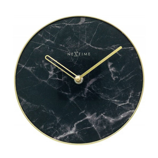 NeXtime Marble Glass Table Clock - Black & Gold - Notbrand