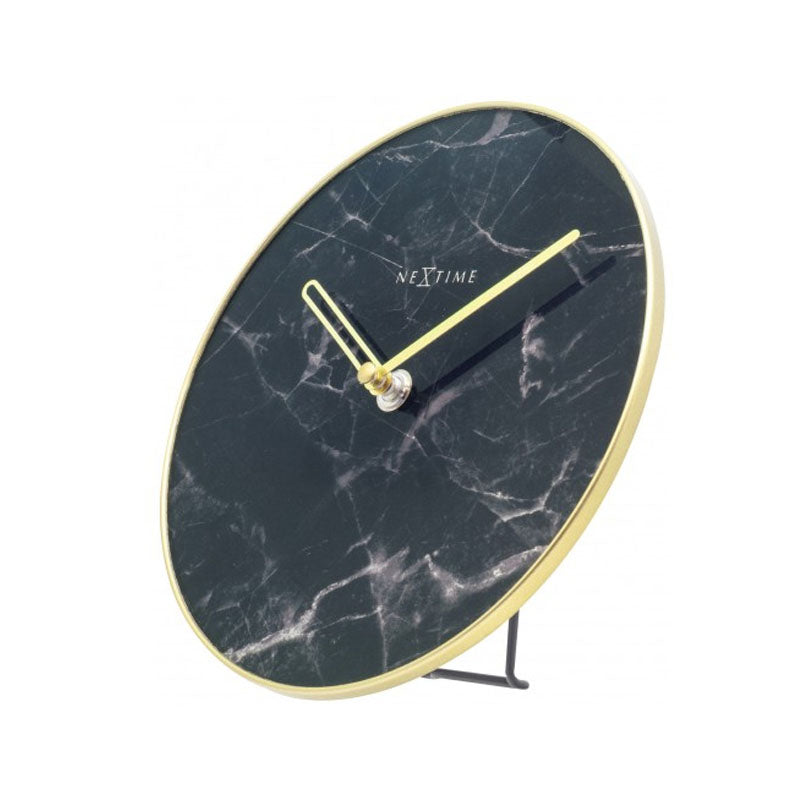 NeXtime Marble Glass Table Clock - Black & Gold - Notbrand