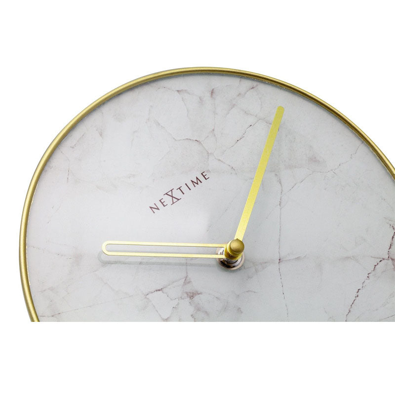 NeXtime Marble Glass Table Clock - White & Gold - Notbrand