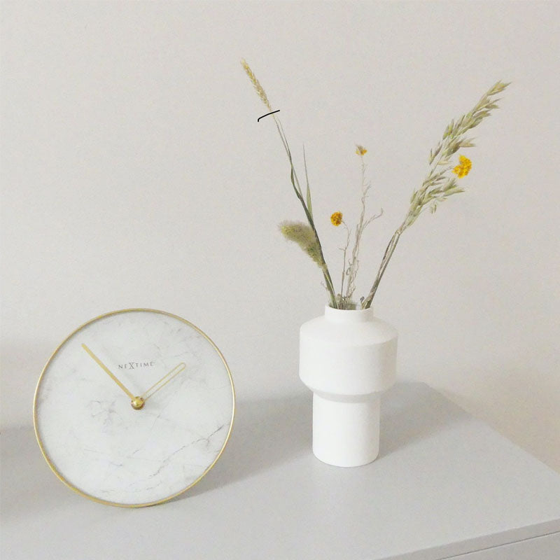 NeXtime Marble Glass Table Clock - White & Gold - Notbrand