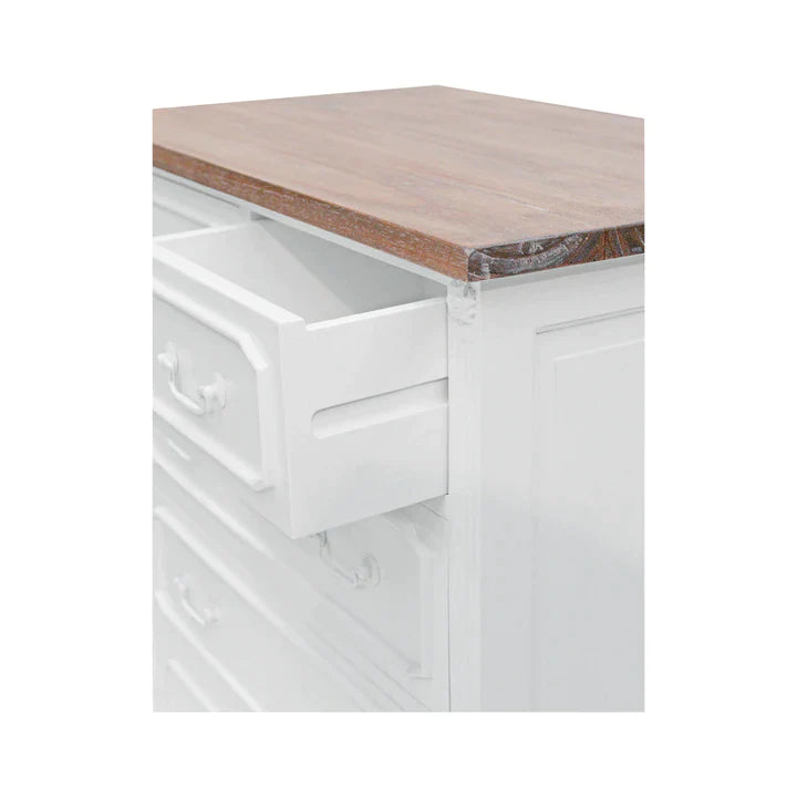 Marseille Mindy Wood 6 Drawer French Tallboy - White - House of Hyne