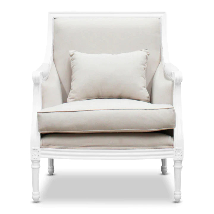 Marseille Mindy Wood & Polyester Armchair - White - House of Hyne