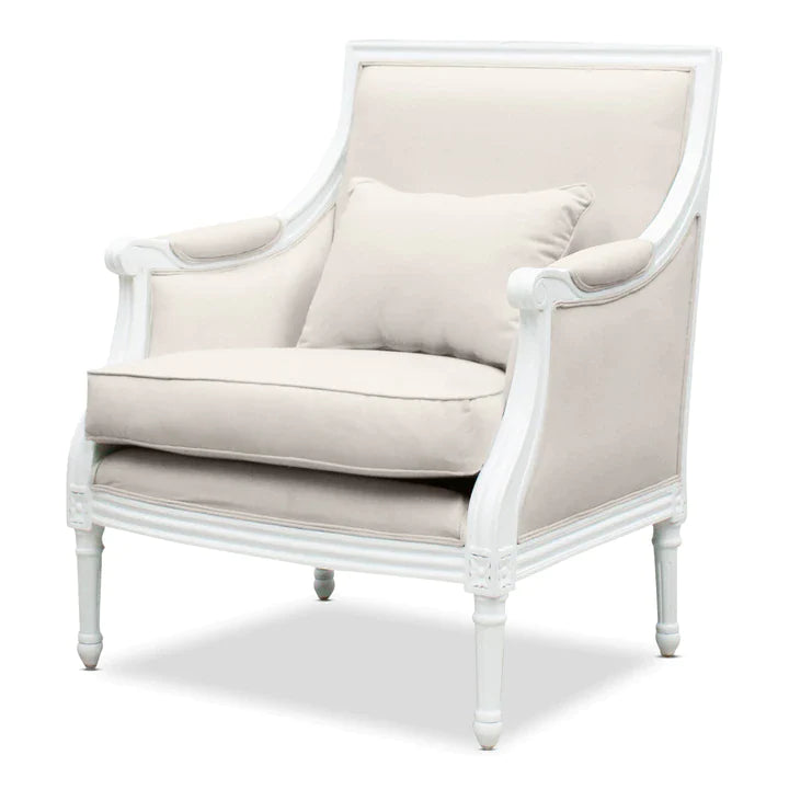 Marseille Mindy Wood & Polyester Armchair - White - House of Hyne