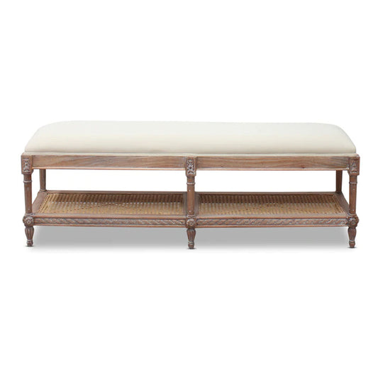 Marseille Timber And Rattan Bed End Stool - House of Hyne