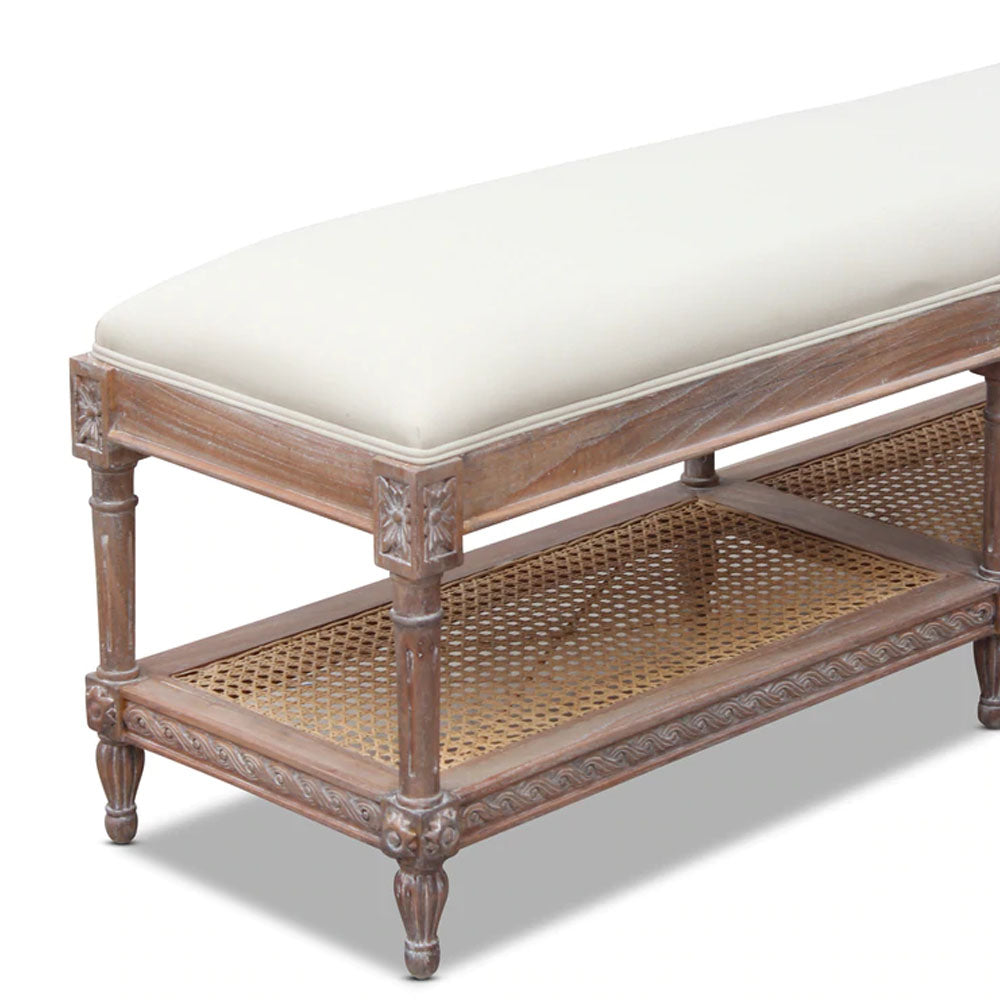 Marseille Timber And Rattan Bed End Stool - House of Hyne