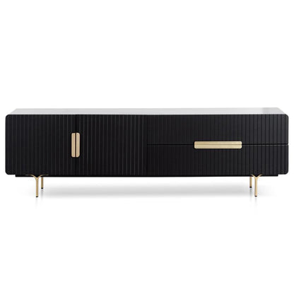 Zarko TV Entertainment Unit with Brass Legs and Handle - Matte Black - Notbrand