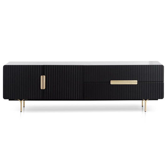 Zarko TV Entertainment Unit with Brass Legs and Handle - Matte Black - Notbrand