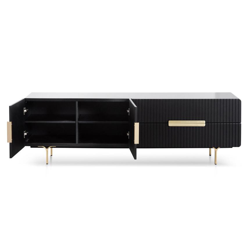 Zarko TV Entertainment Unit with Brass Legs and Handle - Matte Black - Notbrand