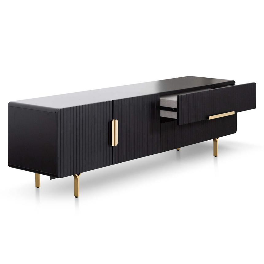 Zarko TV Entertainment Unit with Brass Legs and Handle - Matte Black - Notbrand