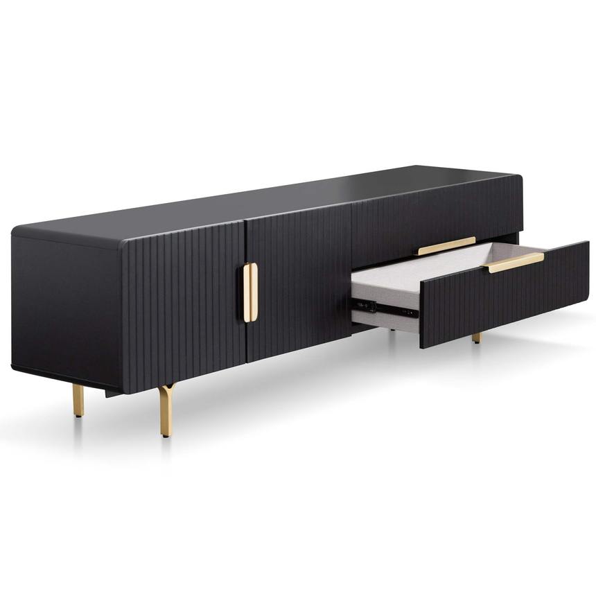 Zarko TV Entertainment Unit with Brass Legs and Handle - Matte Black - Notbrand